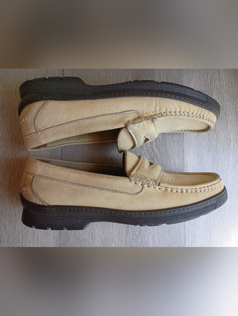 Men's Hush Puppies Penny Loafers Tan Sz 8.5 Med New Leather Upper Comfort